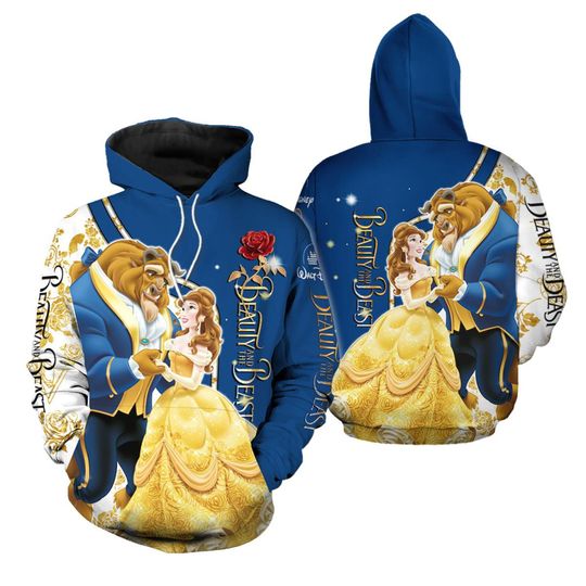 Beauty & Beast Rose Blue Yellow | Disney Hoodie