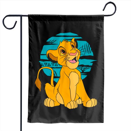Disney The Lion King Young Simba Happy Blue Retro Garden Flags