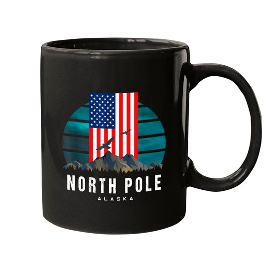North Pole Alaska US American Vintage Retro Mountain Mugs