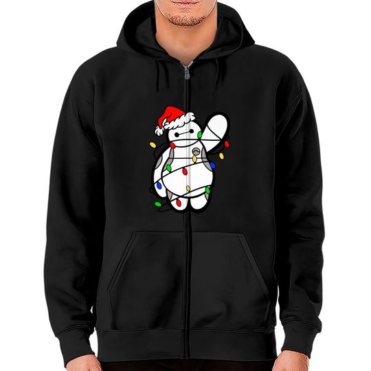 Baymax Christmas Lights - Zip Hoodies, Big Hero 6, Disney Christmas Zip Hoodies