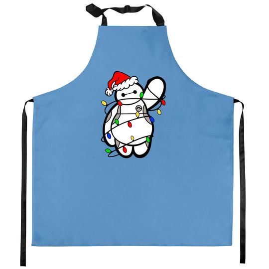 Baymax Christmas Lights - Kitchen Aprons, Big Hero 6, Disney Christmas Kitchen Aprons
