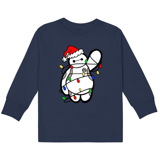 Baymax Christmas Lights - Kids Long Sleeve T-Shirts, Big Hero 6, Disney Christmas Kids Long Sleeve T-Shirts
