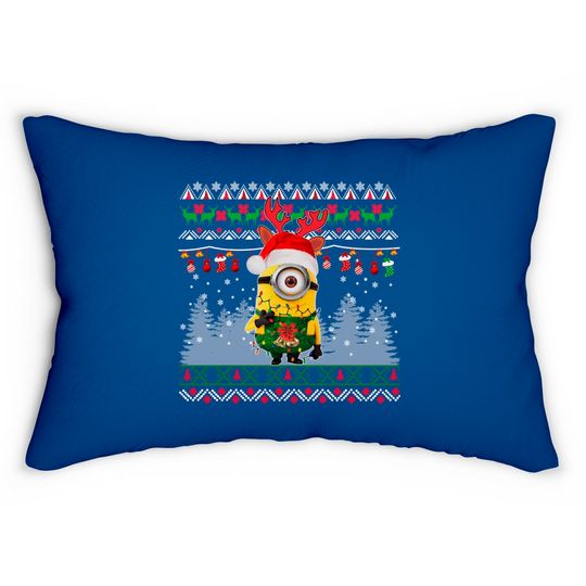Minion Christmas Light Lumbar Pillows, Disney Matching Lumbar Pillows, Merry Christmas Lumbar Pillows