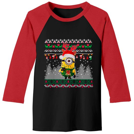 Minion Christmas Light Baseball Tees, Disney Matching Baseball Tees, Merry Christmas Baseball Tees