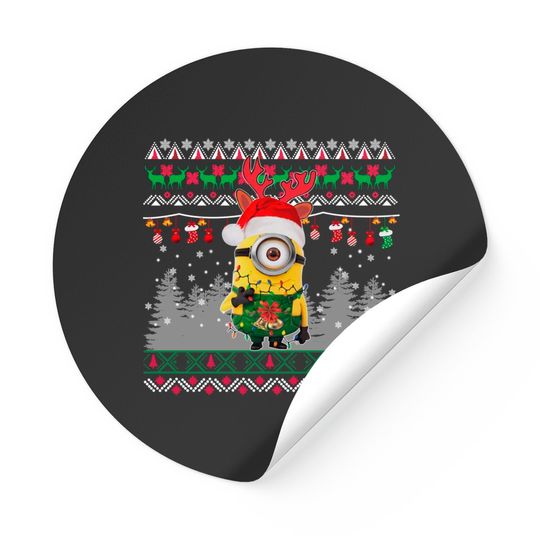 Minion Christmas Light Stickers, Disney Matching Stickers, Merry Christmas Stickers