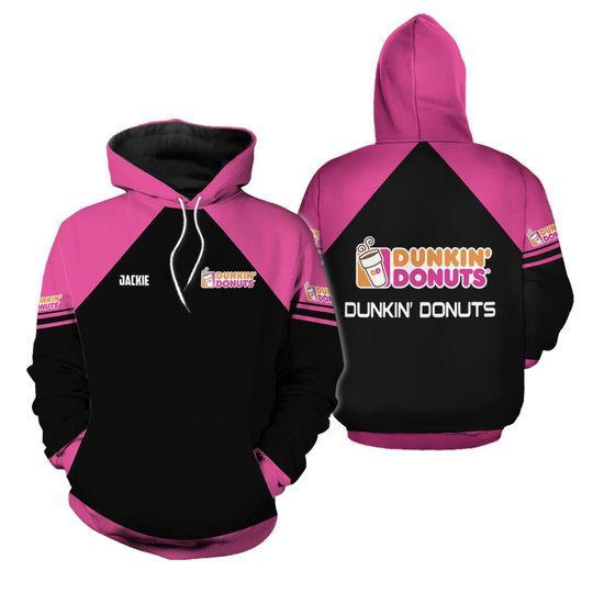 Dunkin' donuts black & pink custom name 3D Hoodie| Dunkin Donuts Funny gift