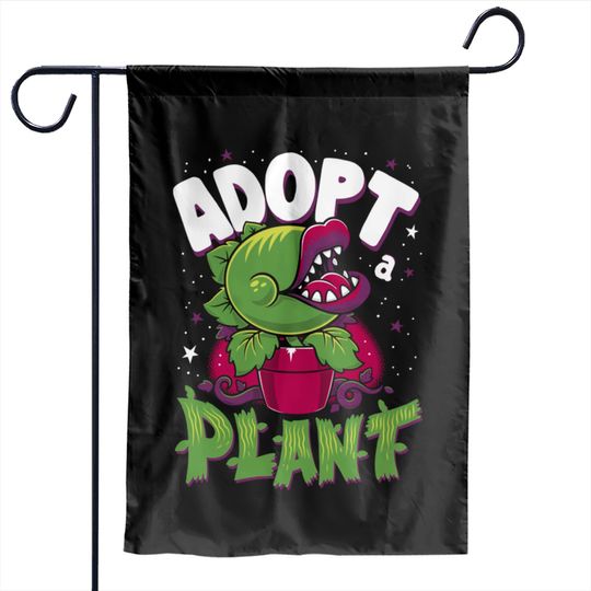 Adopt a Plant - Kawaii Cartoon Venus Flytrap - Creepy Cute Musical Horror - Little Shop Of Horrors - Garden Flags