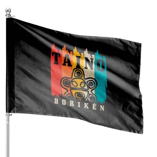 Taino Boriken Vintage Retro Sun Puerto Rico Taina Boricua House Flags