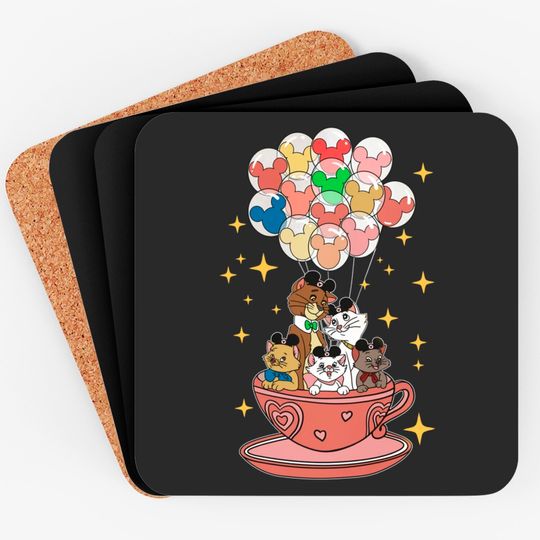 Discover Mickey Balloon Aristocats Teacup Disney Couple Coasters