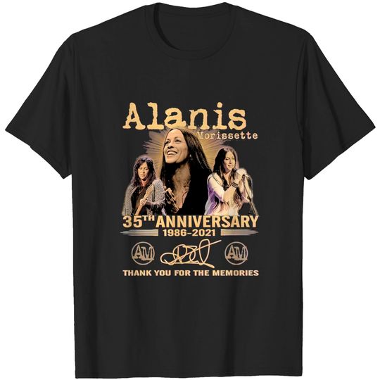Discover 35th Anniversary 1986-2021 Thank You Signature Alanis Morissette T-Shirts