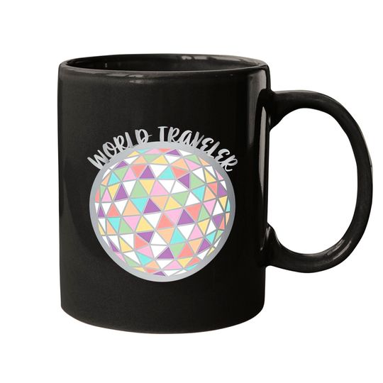 World Traveler Epcot Ball Mugs, Disney Mugs, Drinking Around The World Mugs, Colorful Disney Mugs