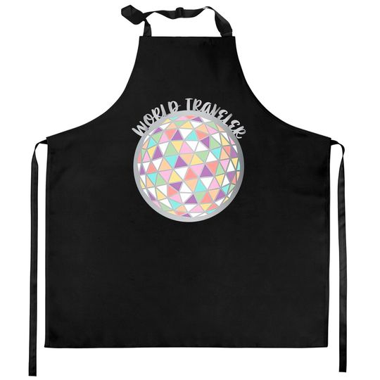 World Traveler Epcot Ball Kitchen Aprons, Disney Kitchen Aprons, Drinking Around The World Kitchen Aprons, Colorful Disney Kitchen Aprons