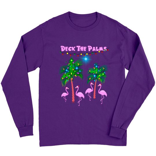 Discover Pink Flamigos Christmas Palms - Deck The Palms Long Sleeves