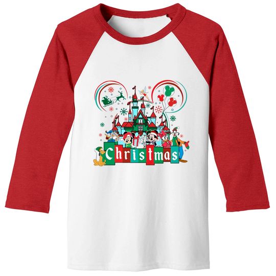 Discover Mickey & friends Christmas Baseball Tees Disney Magic Kingdom Christmas