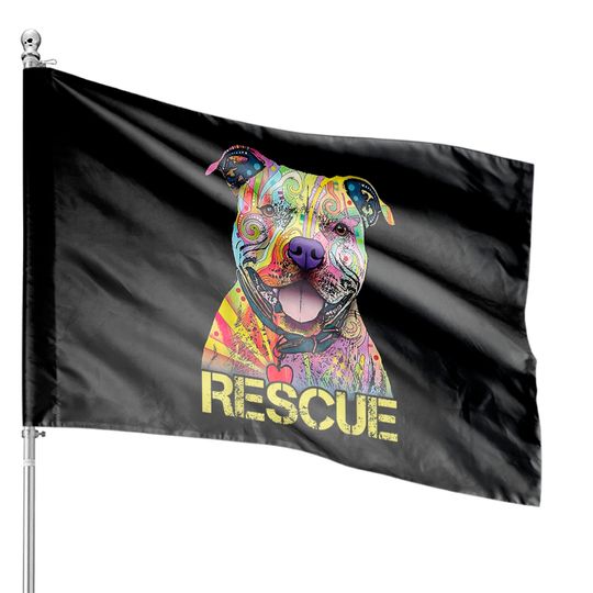 Rescue Dog Colorfull Pitbull Dog Adopt Don't Shop House Flags