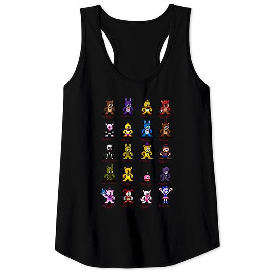 8-bit FNAF World - Five Nights At Freddys - Tank Tops