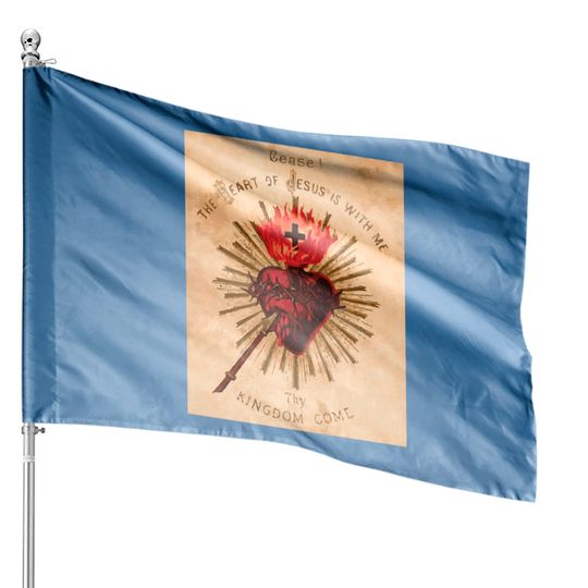 Vintage Sacred Heart of Jesus Catholic Art Traditional House Flags