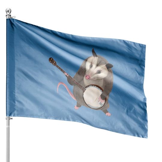Opossum playing the banjo - possum House Flags