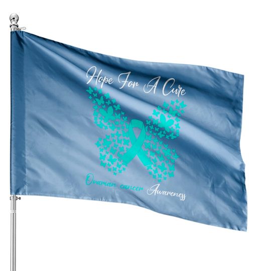 Hope For A Cure Butterfly Gift 3 Ovarian cancer - Ovarian Cancer - House Flags