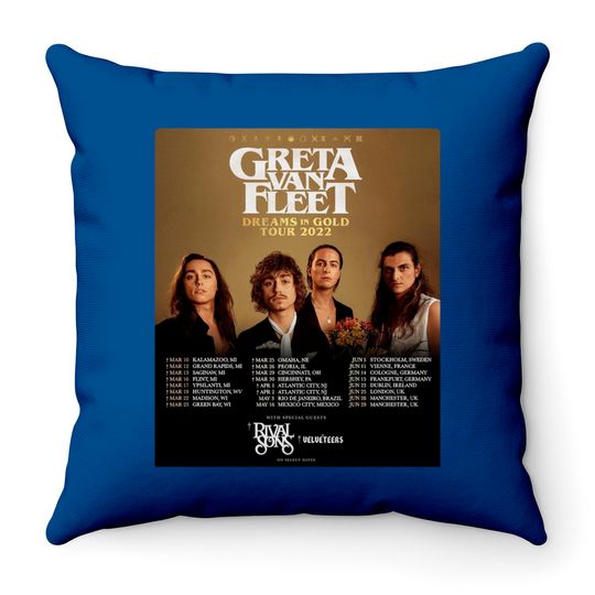 2022 Greta Van Fleet Dreams In Gold World Tour Zip Hoodies, Greta Van Fleet Concert, Dreams In Gold Tour Throw Pillows