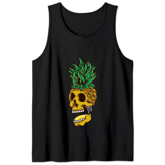 Halloween Aloha Pineapple Skull Hawaiian Tank Tops