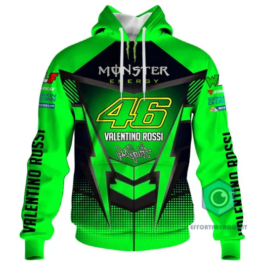 Discover Valentino Rossi MotoGP 3D Racing Uniform Hoodie