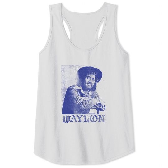 Waylon Jennings / Vintage Aesthetic Faded Style Fan Design - Waylon Jennings - Tank Tops
