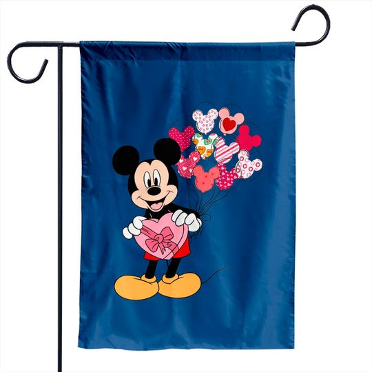 Valentines Day Disney Mickey Garden Flags, Disney Valentines Garden Flags