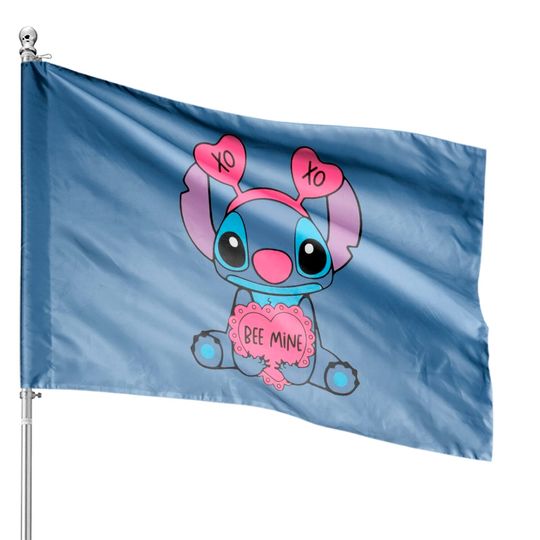 Disney Stitch Valentine House Flags, Womens Valentines Day House Flags