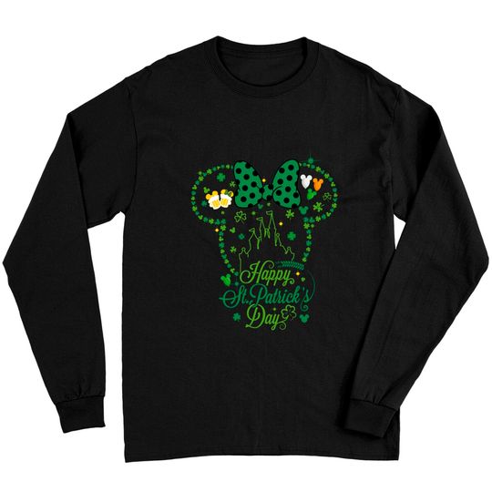 Happy St Patricks Day Disney Long Sleeves, Patricks Mouse Ears Castle Long Sleeves, Disney St Patty's Day