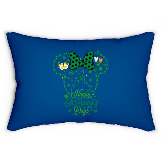 Happy St Patricks Day Disney Lumbar Pillows, Patricks Mouse Ears Castle Lumbar Pillows, Disney St Patty's Day
