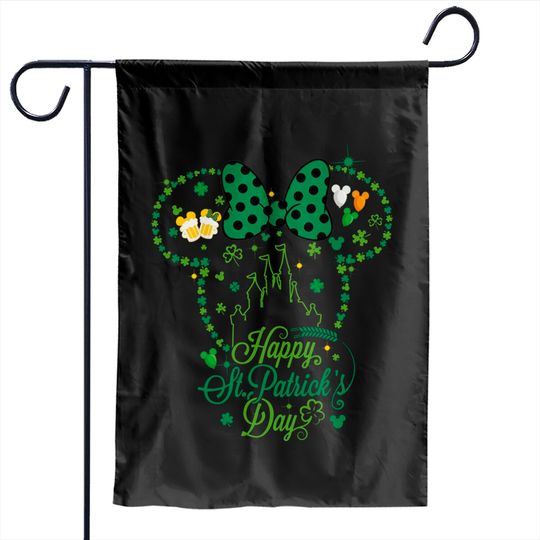 Happy St Patricks Day Disney Garden Flags, Patricks Mouse Ears Castle Garden Flags, Disney St Patty's Day
