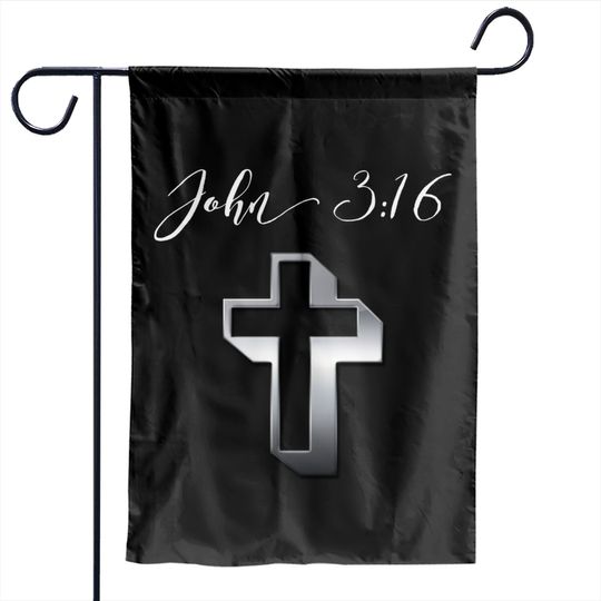 John 3:16 with Cross and Verse t Garden Flags