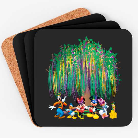 Discover Disney Mardi Gras Tree Coasters, Watercolor Mardi Gras Bead Tree
