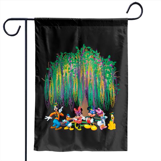 Disney Mardi Gras Tree Garden Flags, Watercolor Mardi Gras Bead Tree