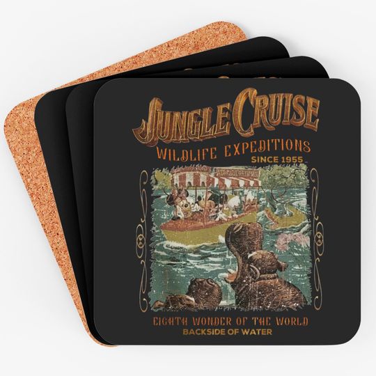 Vintage Disney Jungle Cruise Ride Coasters, WDW Disney Vacation, Magic kingdom Coasters