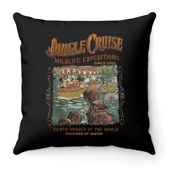 Vintage Disney Jungle Cruise Ride Throw Pillows, WDW Disney Vacation, Magic kingdom Throw Pillows