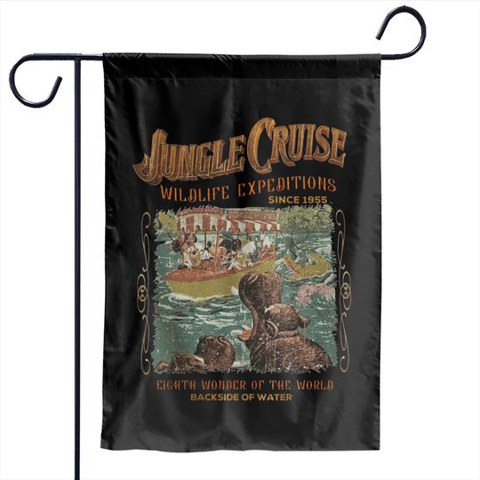 Vintage Disney Jungle Cruise Ride Garden Flags, WDW Disney Vacation, Magic kingdom Garden Flags