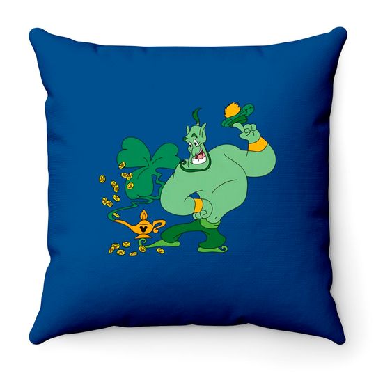 Genie Aladdin with Shamrock Throw Pillows, Disney St Patrick's Day Throw Pillows