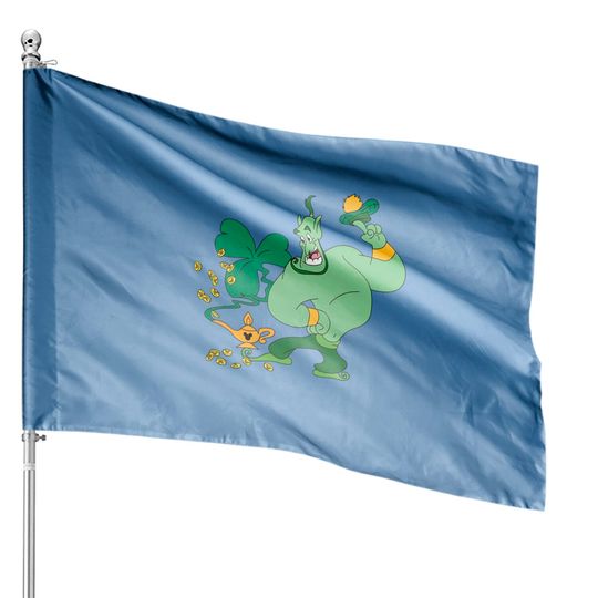 Genie Aladdin with Shamrock House Flags, Disney St Patrick's Day House Flags