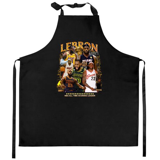 LeBron James Basketball Vintage Graphic Kitchen Aprons - LeBron James Vintage Classic Retro Kitchen Aprons