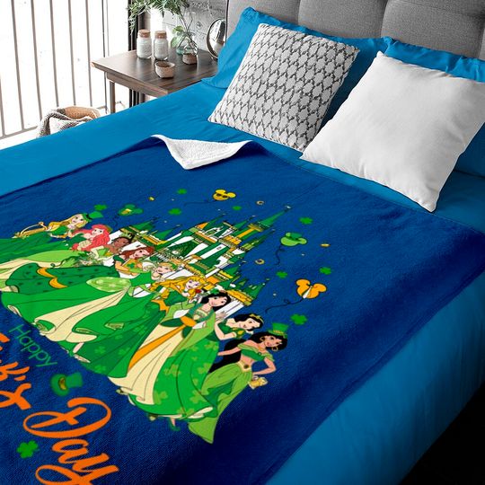 Disney Princess Happy St. Patrick's Day Baby Blankets, Disney Balloons Shamrock Matching