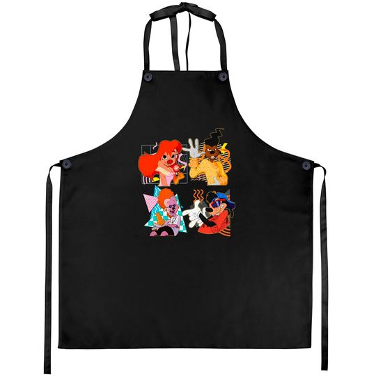 Retro 90s  Disney A Goofy Movie Characters Aprons, Max Goof, Roxanne, Powerline, Unisex Aprons
