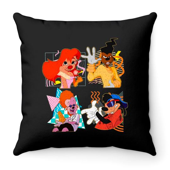 Retro 90s  Disney A Goofy Movie Characters Throw Pillows, Max Goof, Roxanne, Powerline, Unisex Throw Pillows