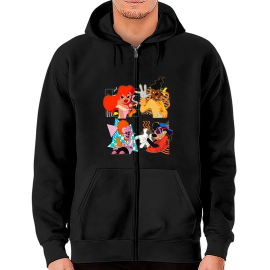 Retro 90s  Disney A Goofy Movie Characters Zip Hoodies, Max Goof, Roxanne, Powerline, Unisex Zip Hoodies