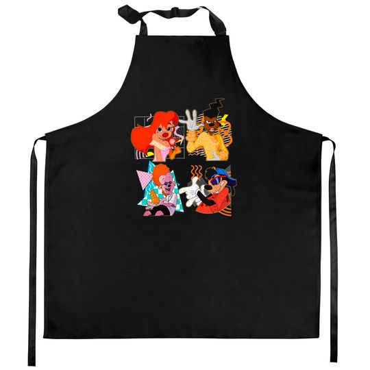 Retro 90s  Disney A Goofy Movie Characters Kitchen Aprons, Max Goof, Roxanne, Powerline, Unisex Kitchen Aprons