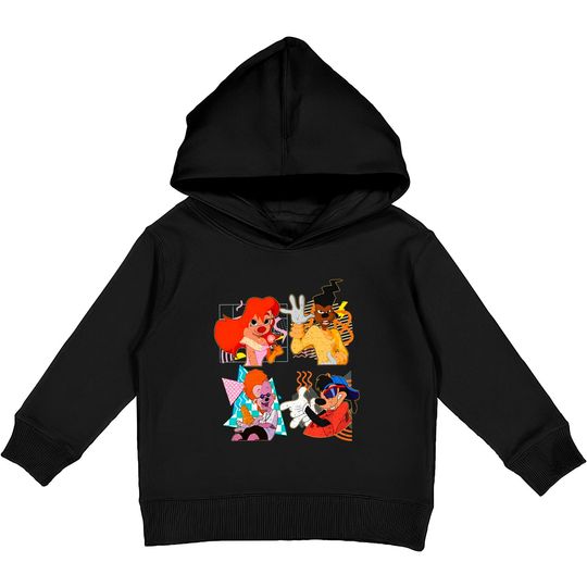 Retro 90s  Disney A Goofy Movie Characters Kids Pullover Hoodies, Max Goof, Roxanne, Powerline, Unisex Kids Pullover Hoodies
