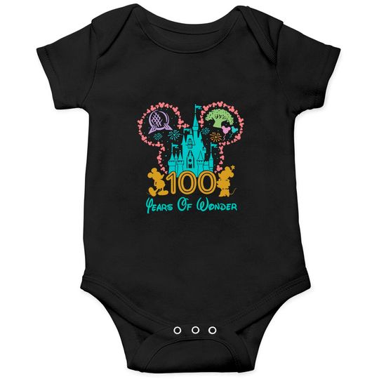 Disney 100 Years Of Wonder Onesies, 100th Anniversary Onesies, Disney Family Onesies