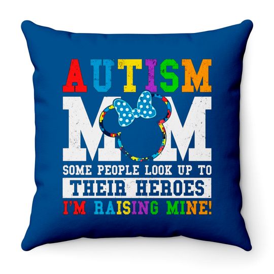 Minnie Mouse Autism Mom Awareness Throw Pillows, Disney Autism Mom Throw Pillows