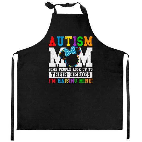Minnie Mouse Autism Mom Awareness Kitchen Aprons, Disney Autism Mom Kitchen Aprons